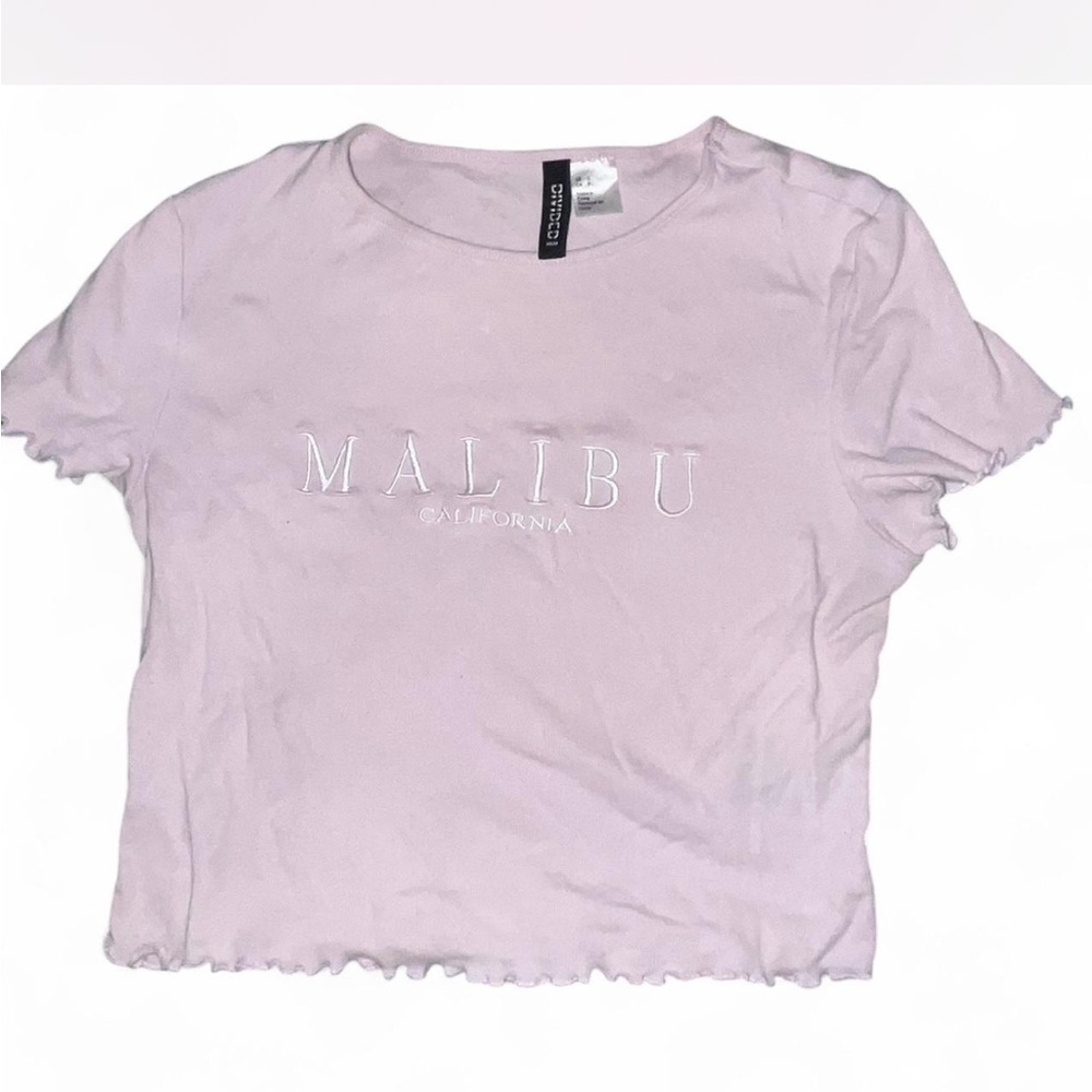 H&M Purple Ruffled Crop T-Shirt